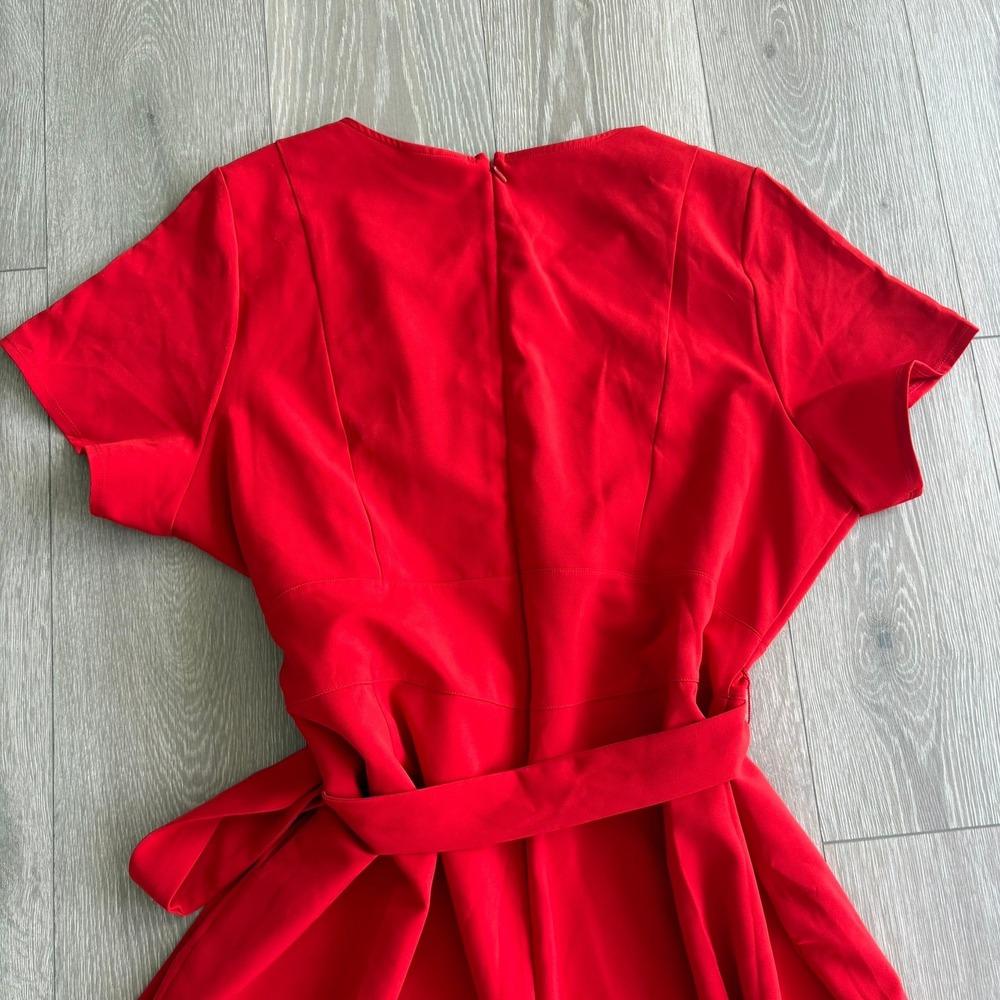 Lane Bryant Red Wide Leg Jumpsuit Short Sleeve Belted Pockets Size 24L - Picture 11 of 12